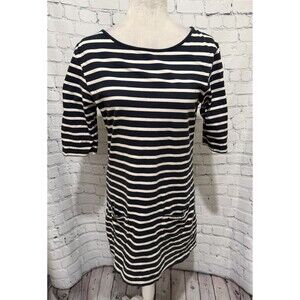 Seasalt Women’s Cornwall Sailor Tunic Navy & White Striped Organic Cotton 10